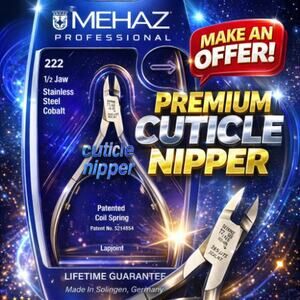 MEHAZ Professional 222 Cuticle Nipper 1/2 Jaw Stainless Steel Cobalt Germany NEW